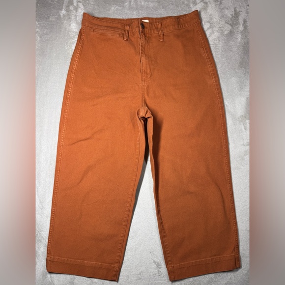 Madewell Curvy Slim Emmet Wide Leg Crop Nutmeg Burnt Orange Pants Size 31 - Picture 3 of 16